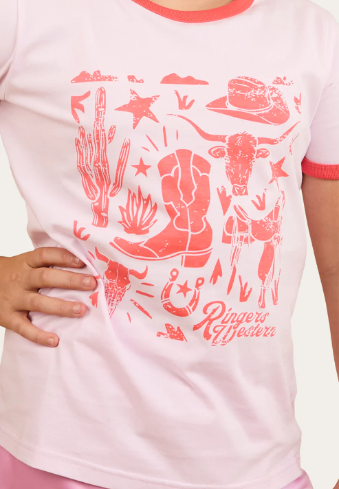 Boot Scootin Kids Classic Fit T-Shirt - Barley Pink