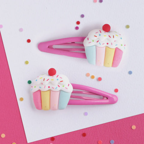 Cupcake With Sprinkles Hair Clips