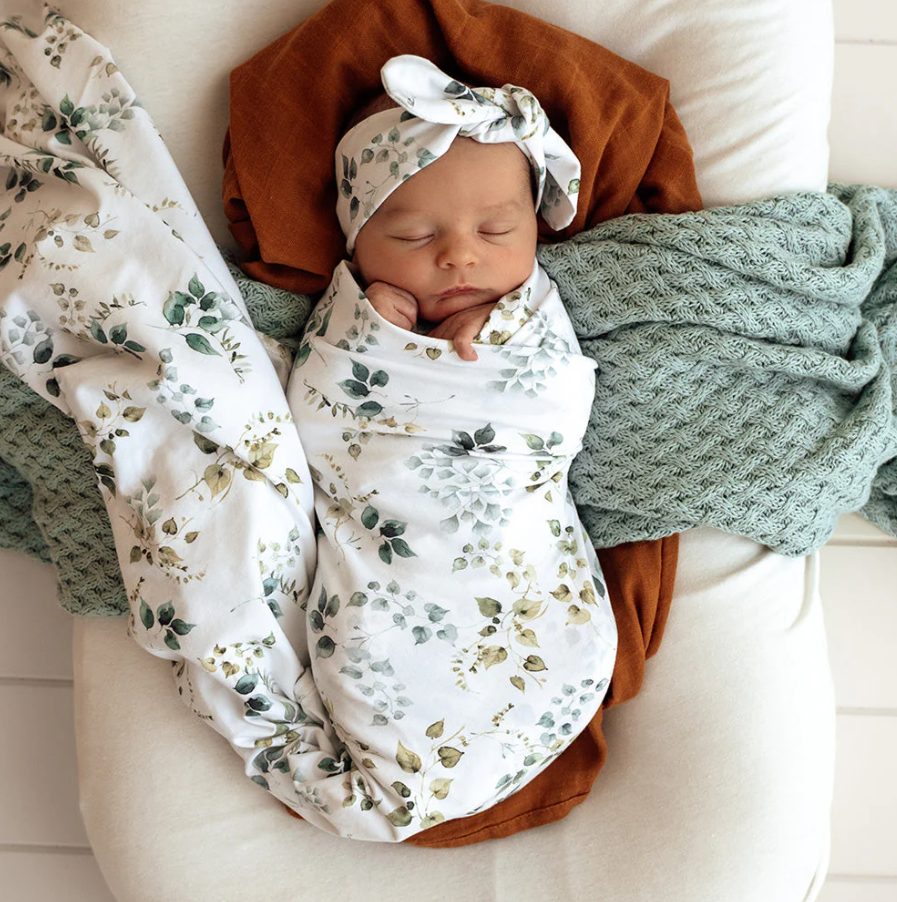Baby Jersey Wrap & Topknot Set - Eden