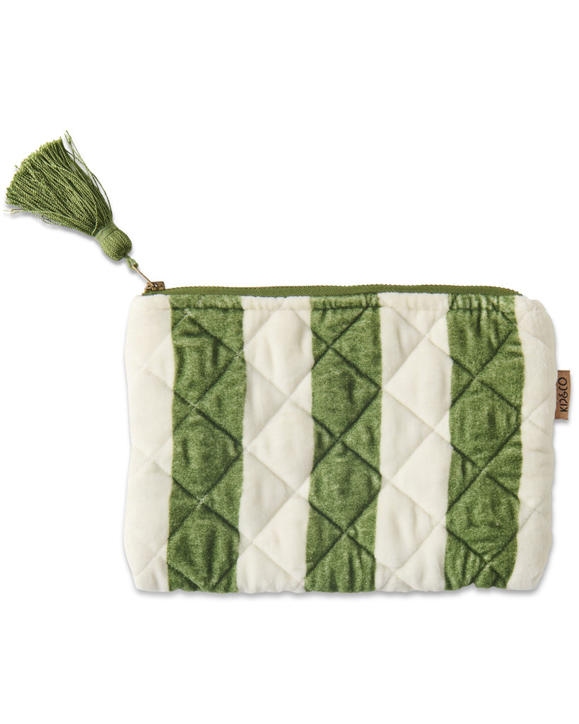 Moss Stripe Velvet Cosmetics Purse