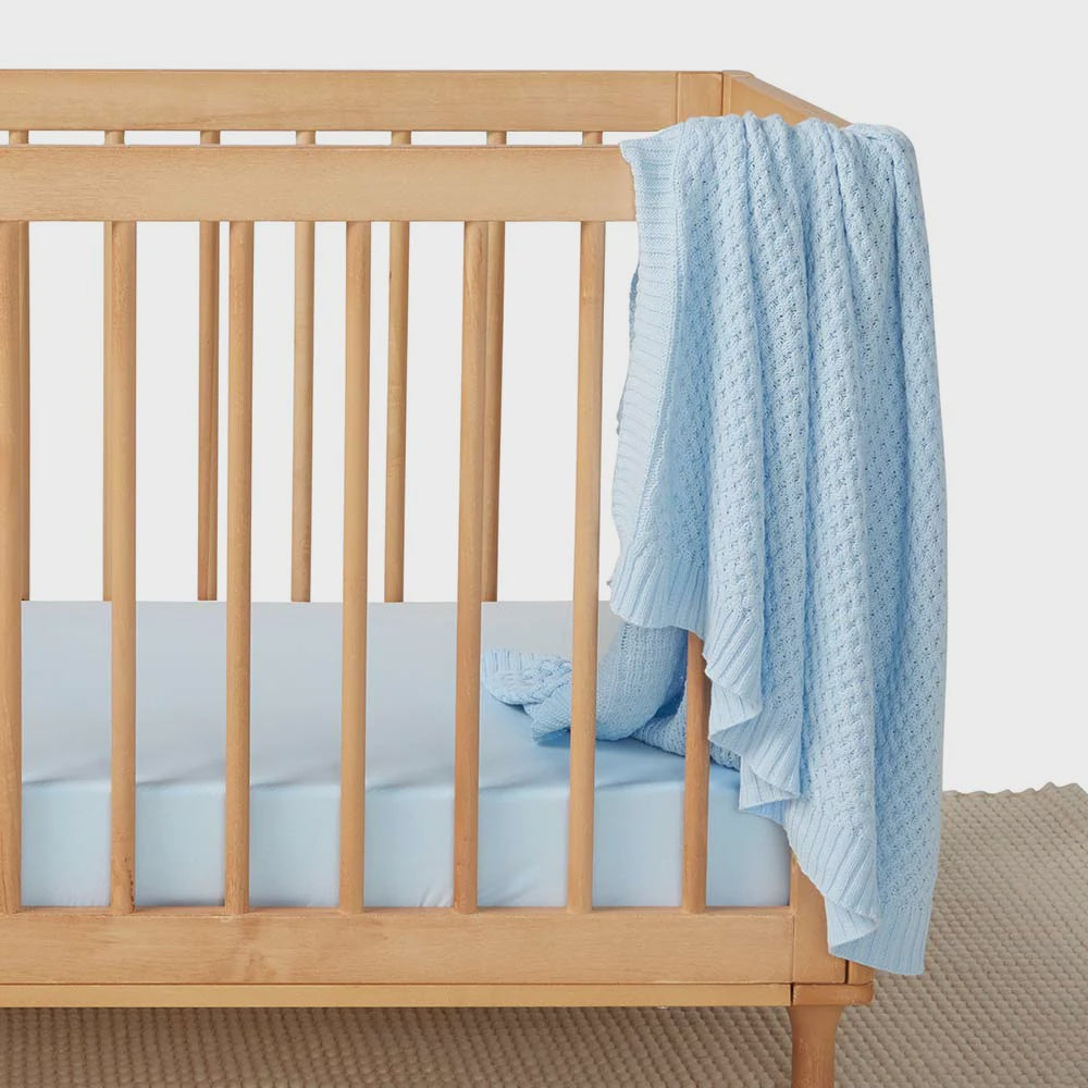 Diamond Knit Baby Blanket - Baby Blue
