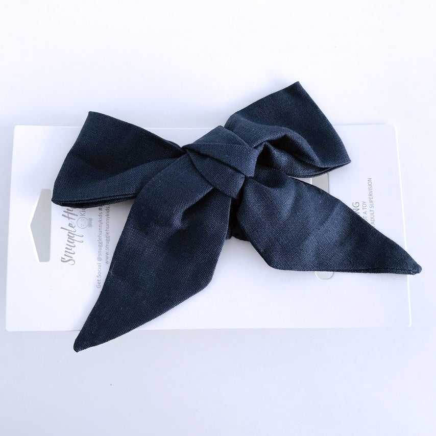Pre-Tied Headband Wrap - Navy Linen