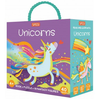 3D Puzzle & Book Set - Unicorns (40pc)