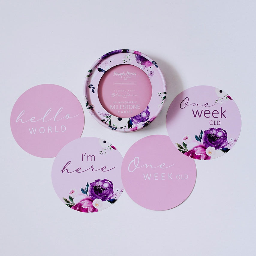 Reversible Milestone Cards - Floral Kiss + Blossom Pink