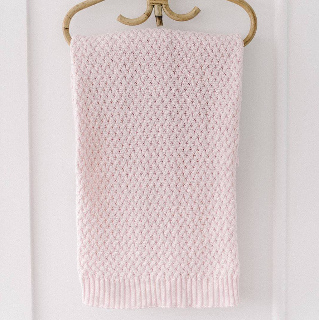 Diamond Knit Baby Blanket - Blush Pink