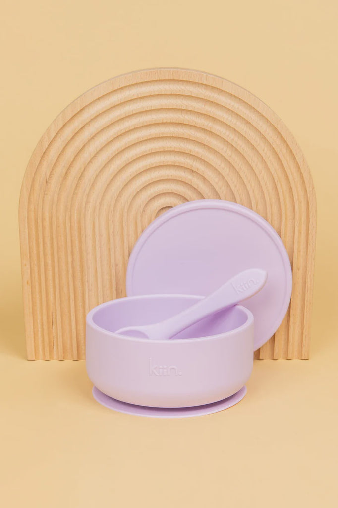 Silicone Bowl With Lid + Spoon Set - Lilac