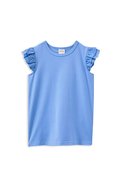 Blue Broderie Frill Tee