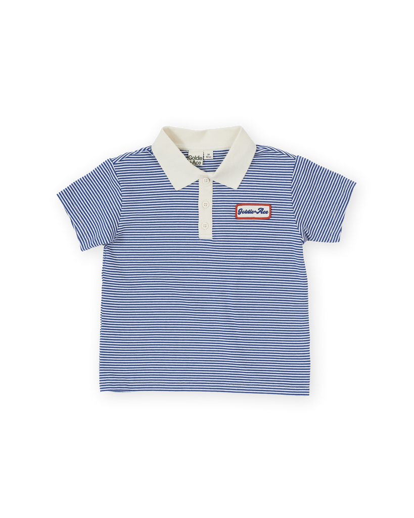 Navy Stripe Logo Polo Top