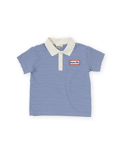 Navy Stripe Logo Polo Top