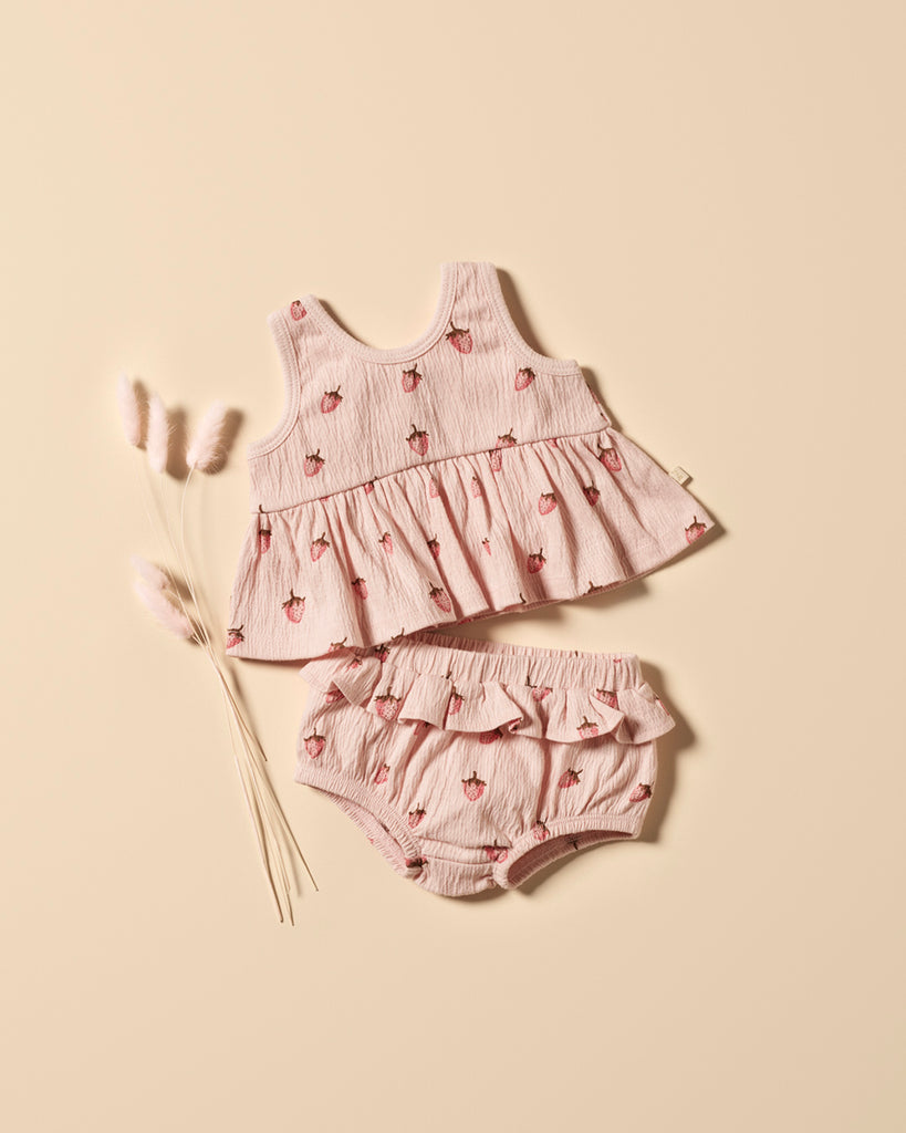Strawberry Kisses Organic Ruffle Set