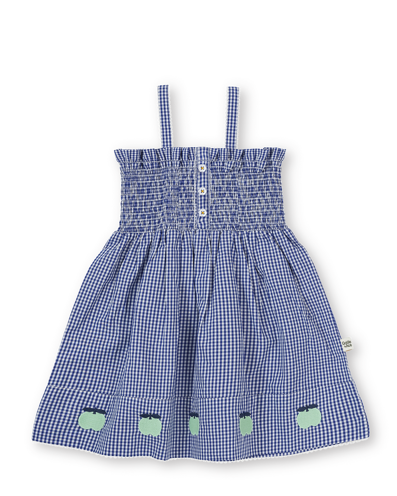 Shirred Gingham Apple Dress