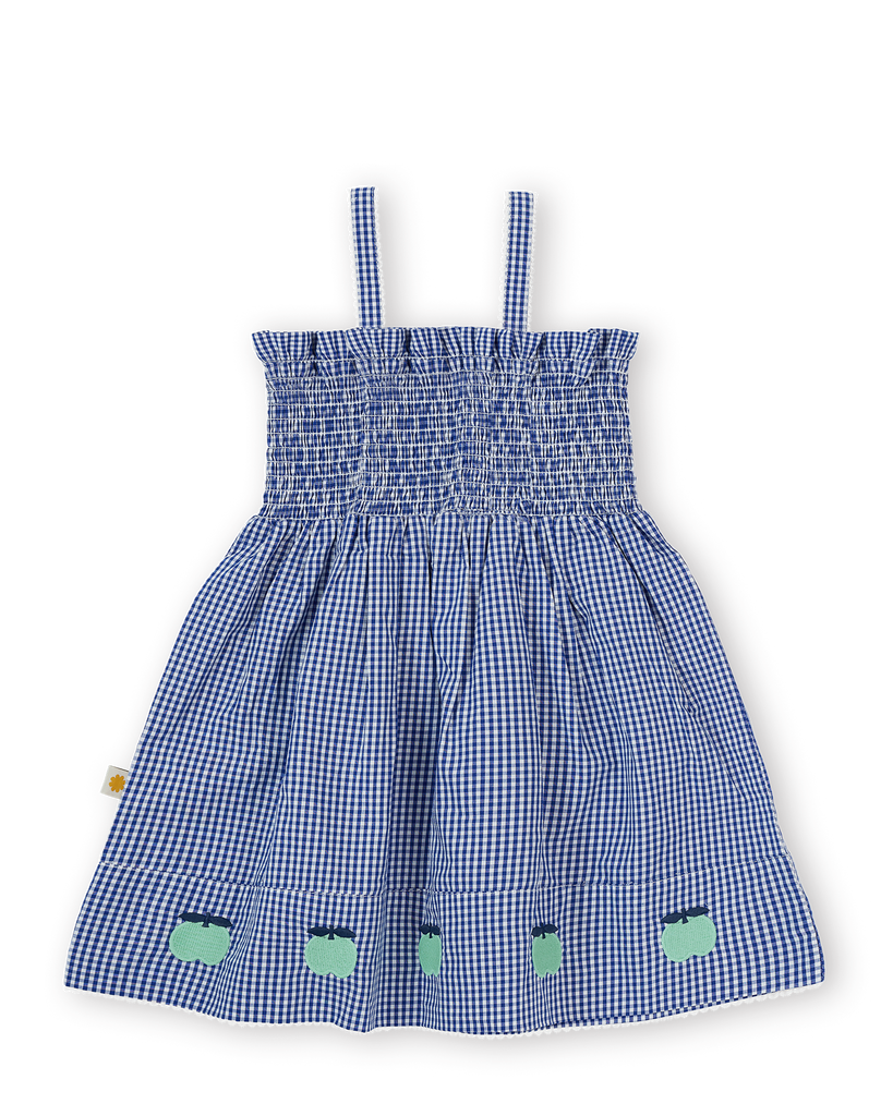 Shirred Gingham Apple Dress