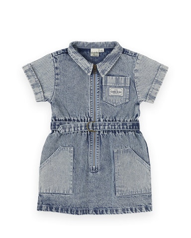 Piper Pinstripe Denim Belted Dress