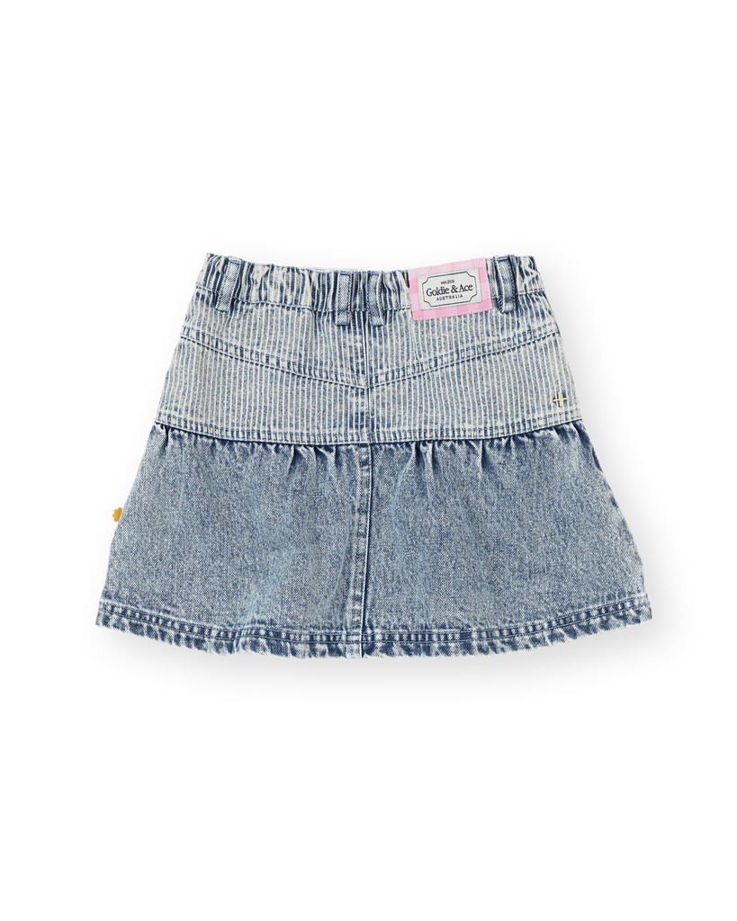 Pinstripe Peplum Denim Skirt
