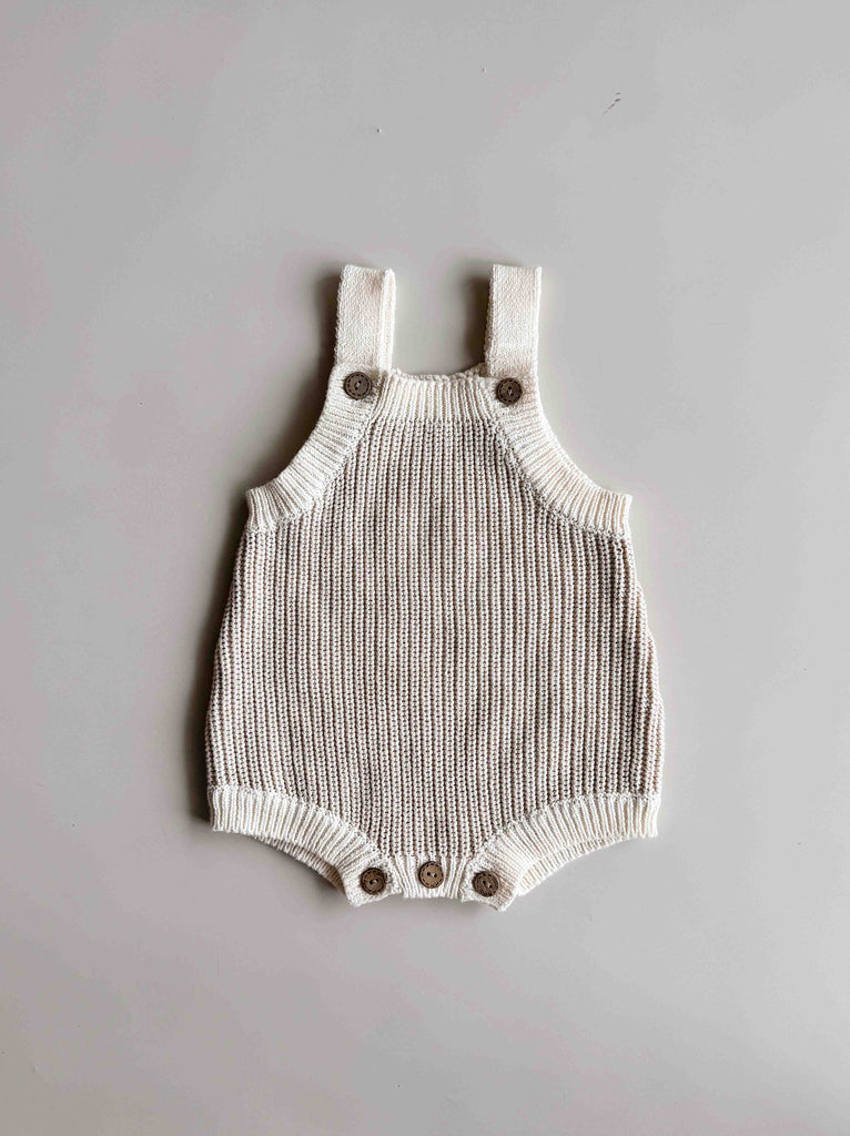 Chunky Button Romper | Oat
