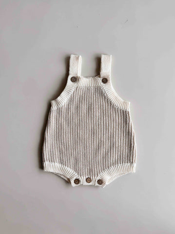Chunky Button Romper | Oat