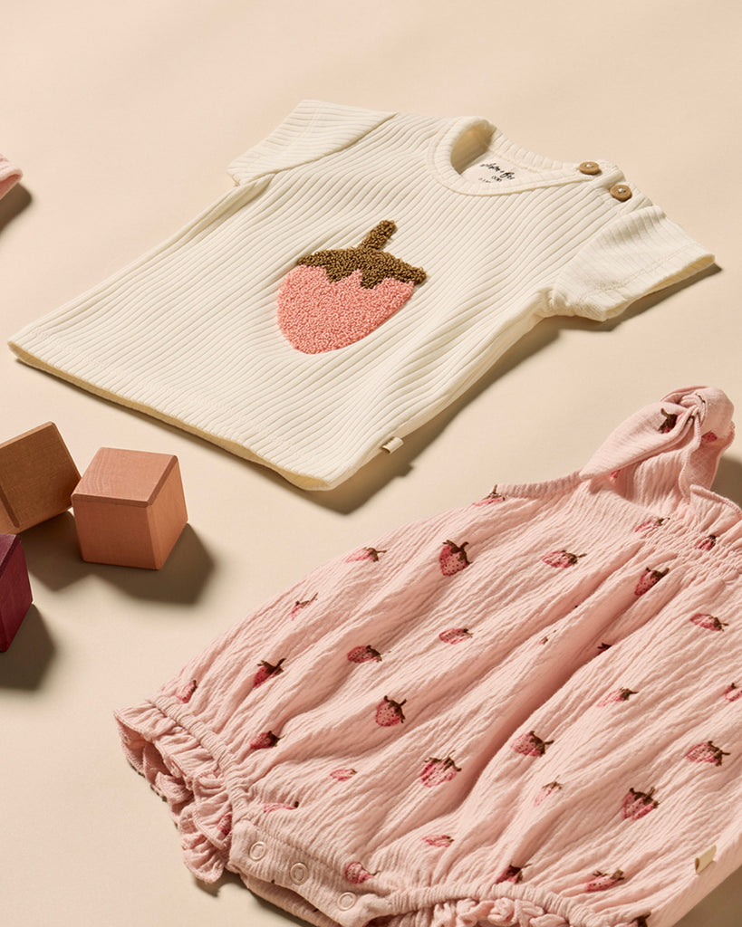 Strawberry Kisses Embroidered Organic Tee