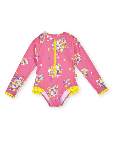 Floral Long Sleeve Frill Swimsuit