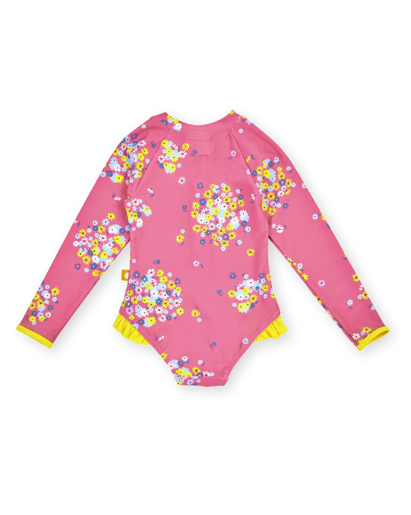 Floral Long Sleeve Frill Swimsuit