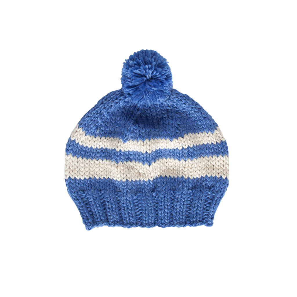 Retro Beanie - Blue & Cream
