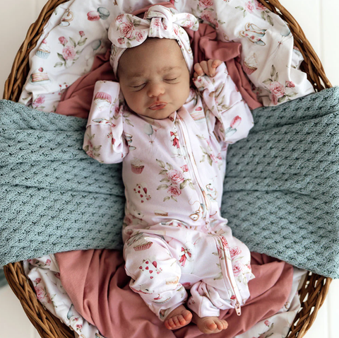 Alice's Tea Party Organic Snugglesuit Convertible Romper