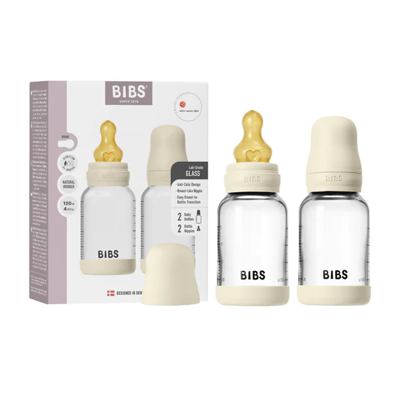 Glass Baby Bottle Complete Set (2 pack) 120ml - Latex