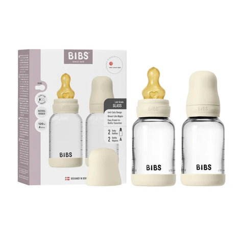 Glass Baby Bottle Complete Set (2 pack) 120ml - Latex