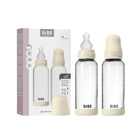 Glass Baby Bottle Complete Set (2 Pack) 240ml - Silicone