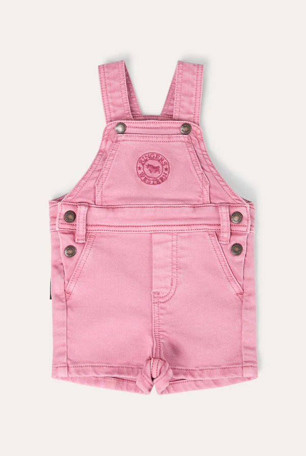 Barnyard Buddy Babies Shorts Overalls - Pink