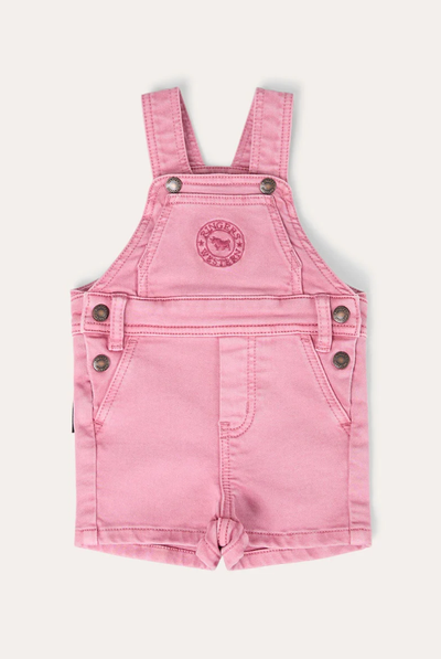Barnyard Buddy Babies Shorts Overalls - Pink