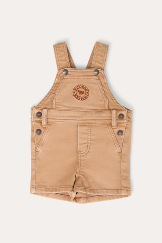 Barnyard Buddy Babies Shorts Overalls - Dark Sand