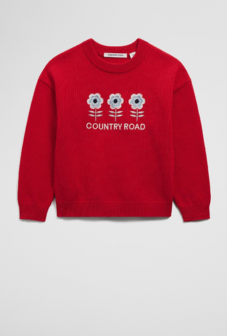 Country Road Bloom Logo Knit - Fiesta Red