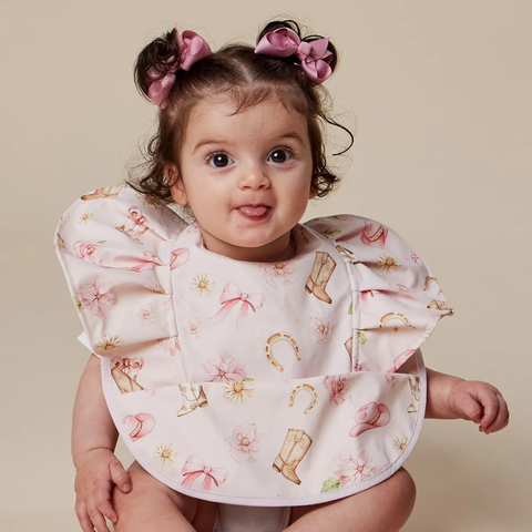Snuggle Bib with Frill - Boots & Bows