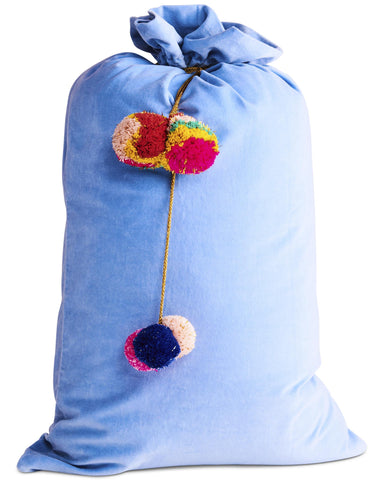 Brilliant Blue Velvet Santa Sack