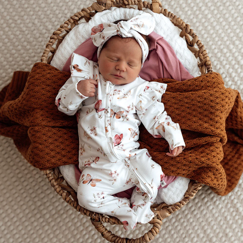 Butterfly Organic Snuggle Sleepsuit Zip Footie with Frill