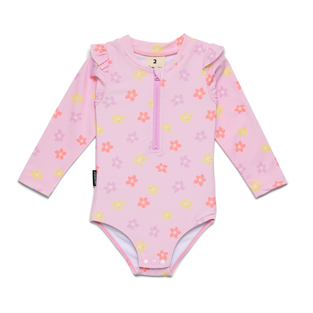Baby Long Sleeve Swimsuit - Hibiscus Bloom
