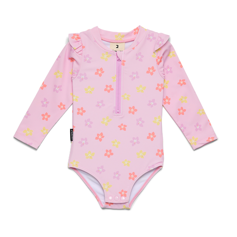 Baby Long Sleeve Swimsuit - Hibiscus Bloom