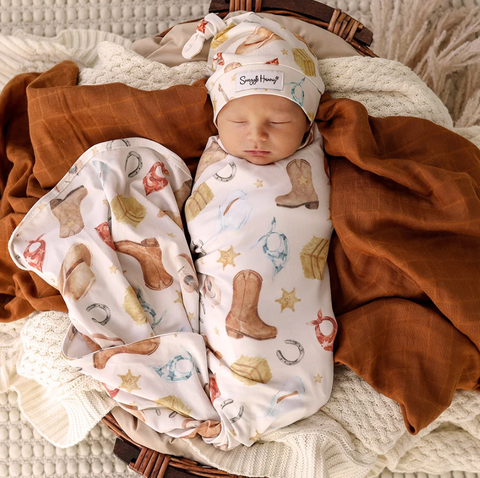 Baby Jersey Wrap & Beanie Set - Cowboys
