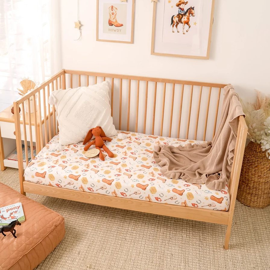 Fitted Cot Sheet - Cowboys