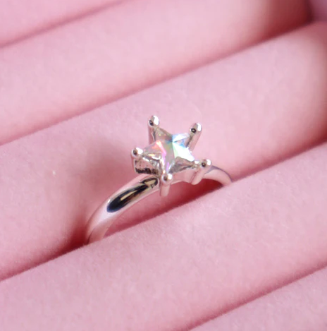 Crystal Shining Star Ring with Fairy Box
