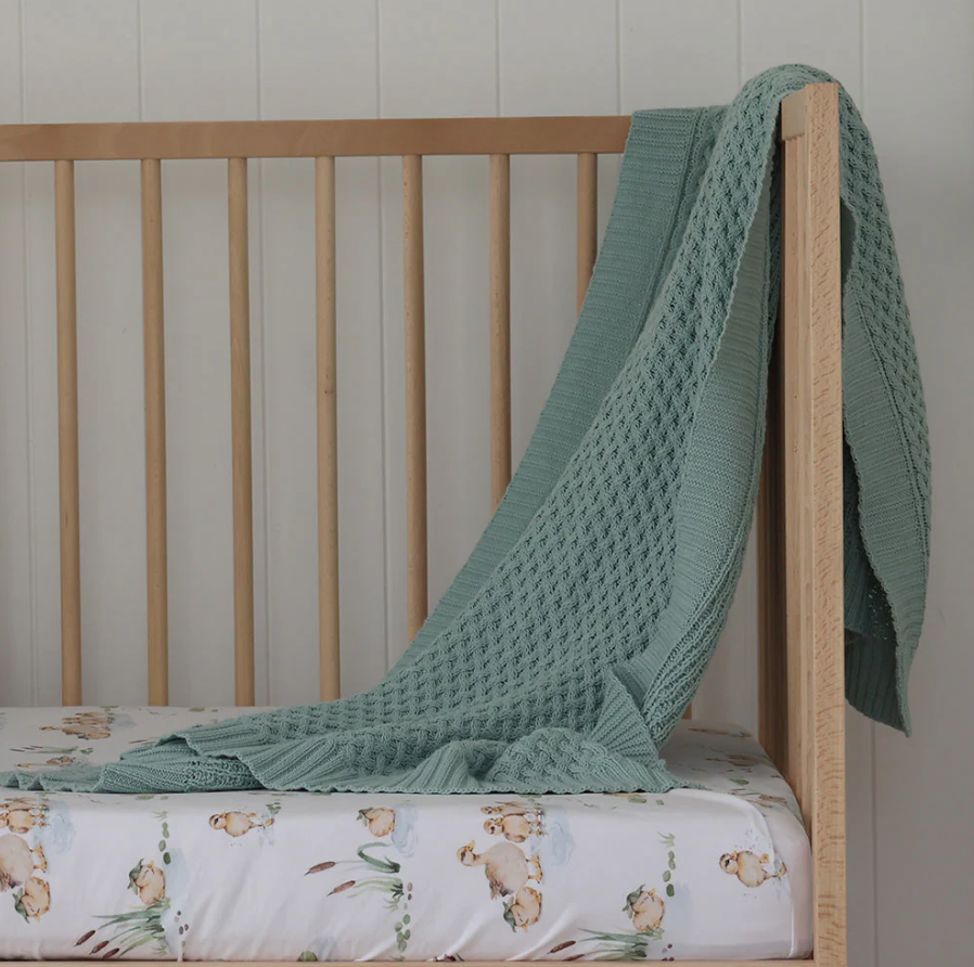 Diamond Knit Baby Blanket - Sage