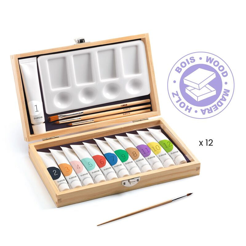 Artist's Box With 12 Gouaches Tubes