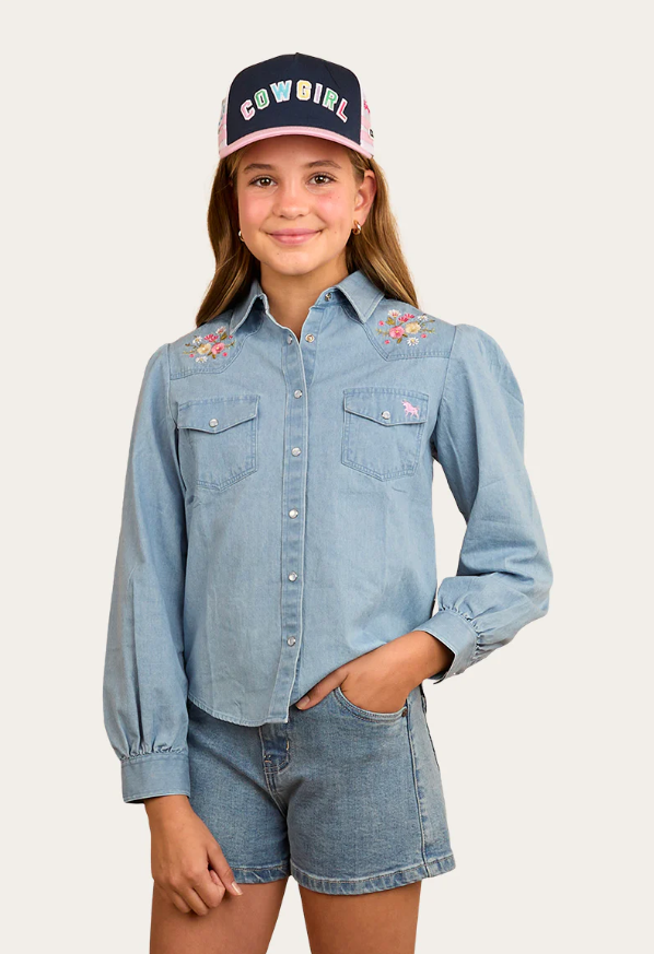 Dahlia Kids Denim Western Shirt