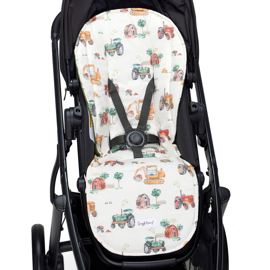 Universal Organic Pram Liner - Diggers & Tractors