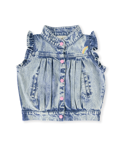 Elodie Embroidered Denim Vest