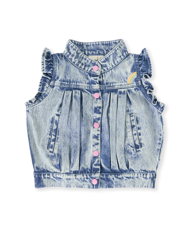 Elodie Embroidered Denim Vest