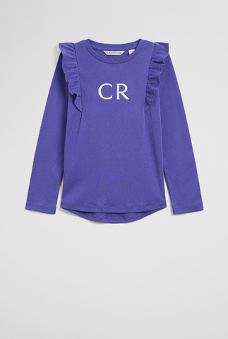 Country Road Logo Long Sleeve Frill T-Shirt - Cobalt