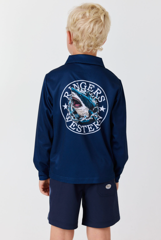 Man-Eater Kids Fishing Jersey - Dark Navy