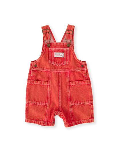 Burton Vintage Washed Denim Pocket Overalls - Apple Red