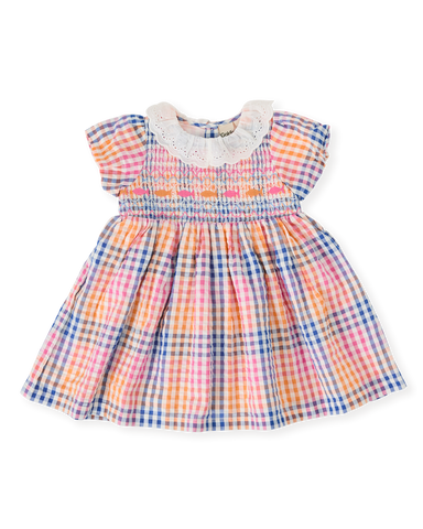 Rainbow Gingham Flo Smocked Dress